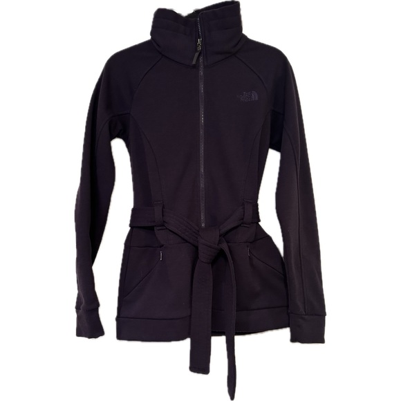 North Face Ladies Avery Belted Full Zip Fleece Jacket Purple Women Small - Picture 1 of 7